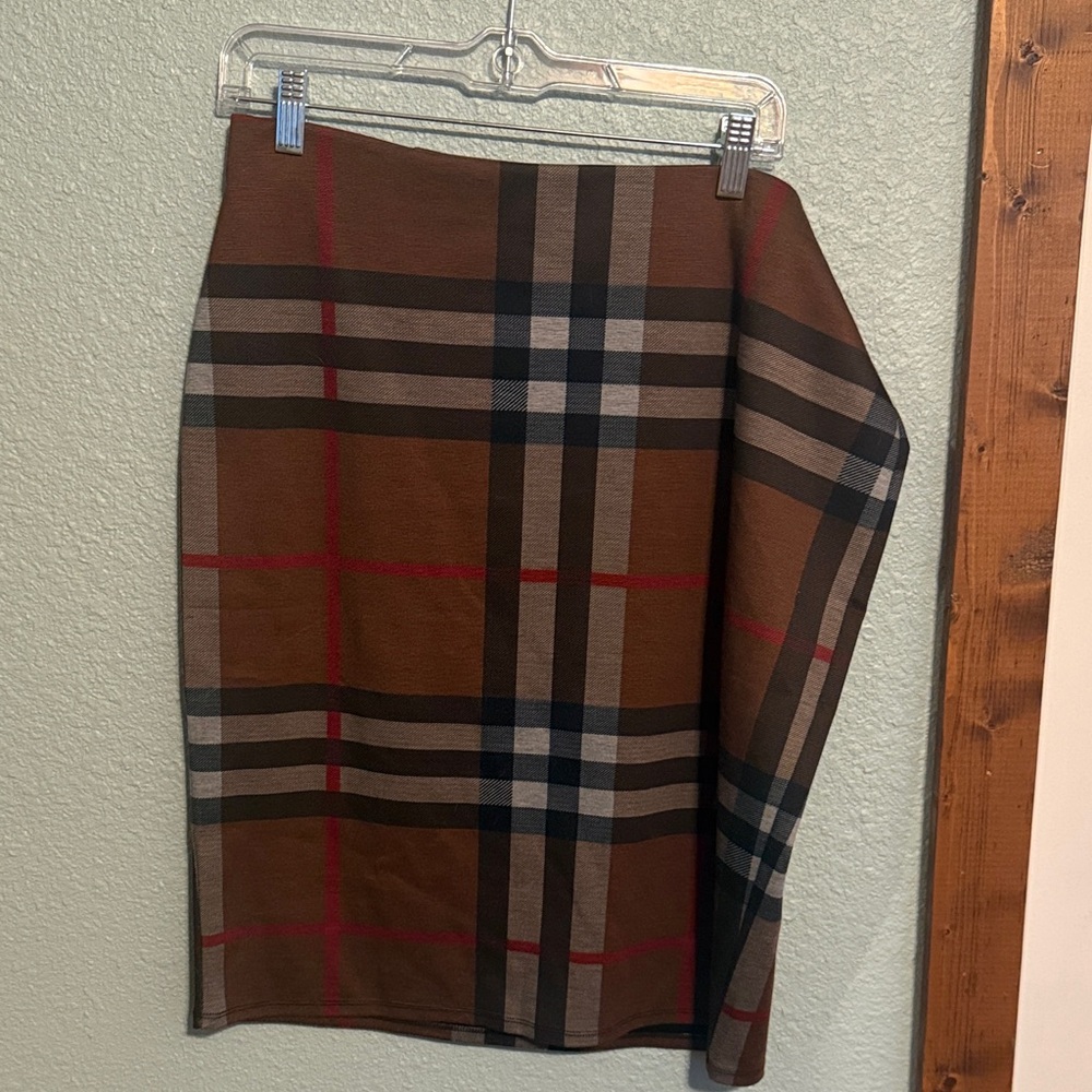 Women's Brown Plaid Pencil Skirt SZlarge